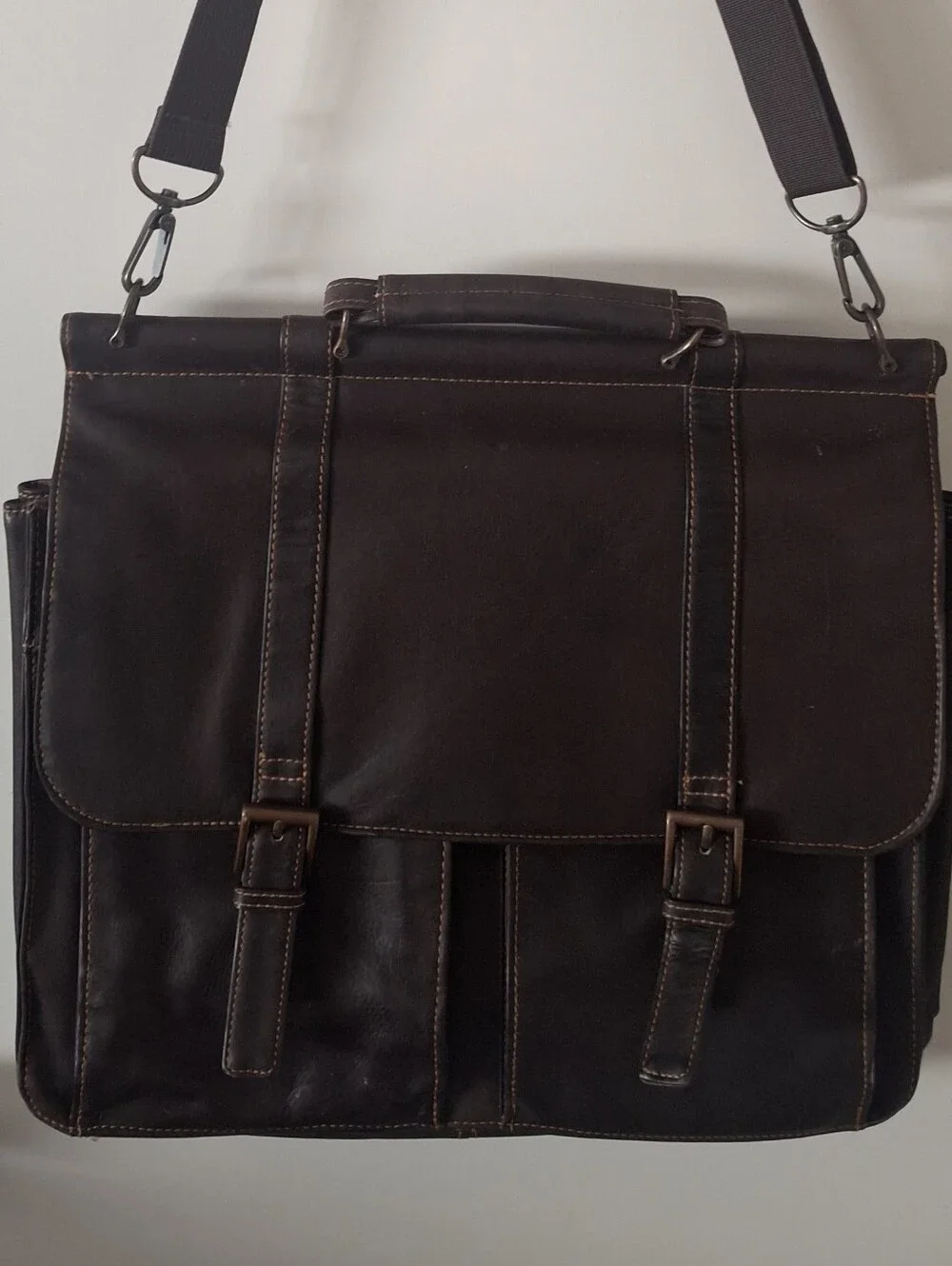 WILSONS LEATHWR Men's Dark Brown Leather Messenger Bag - Classic Office Brief